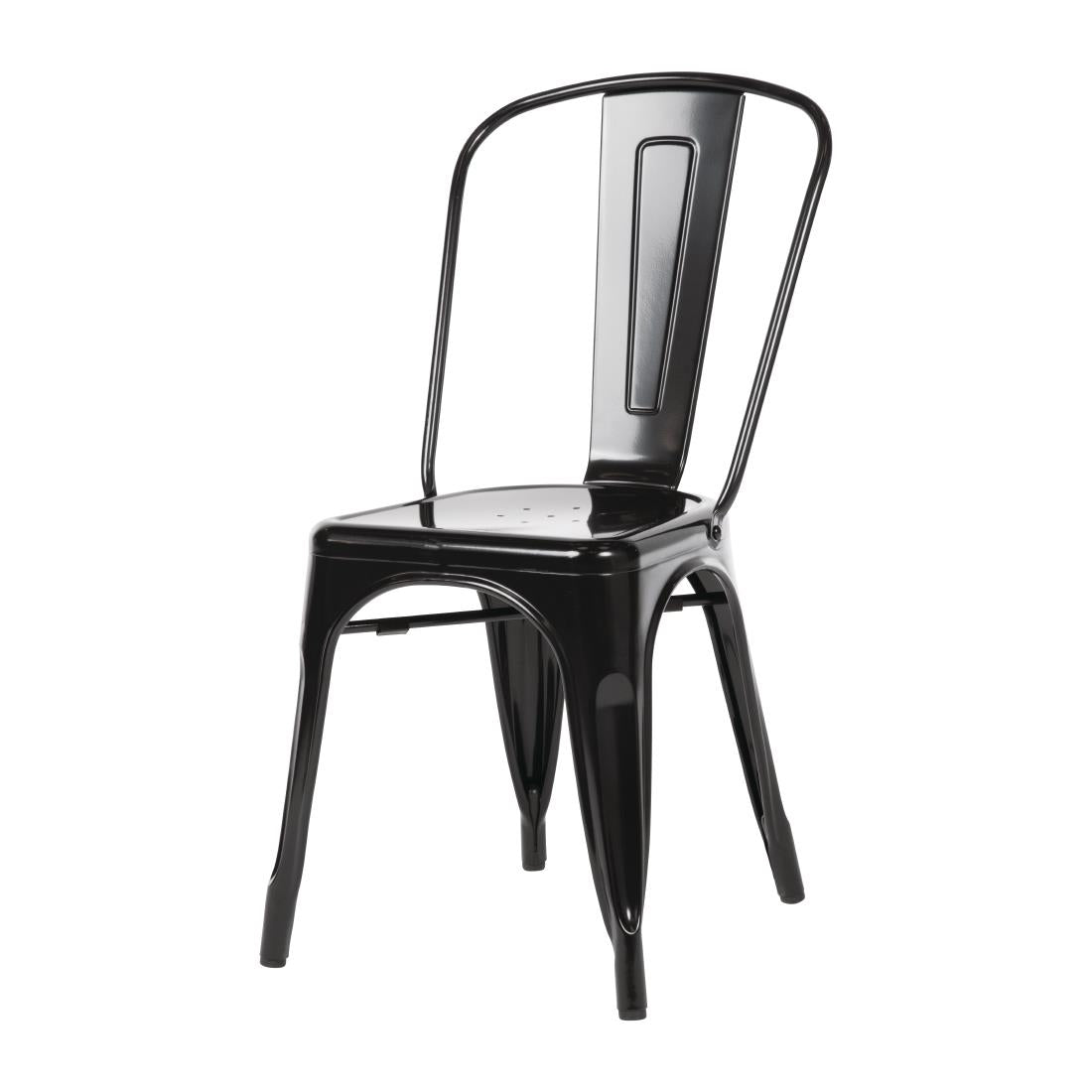 Bolero Bistro Steel Side Chair Black (Pack 4) GL331 JD Catering Equipment Solutions Ltd