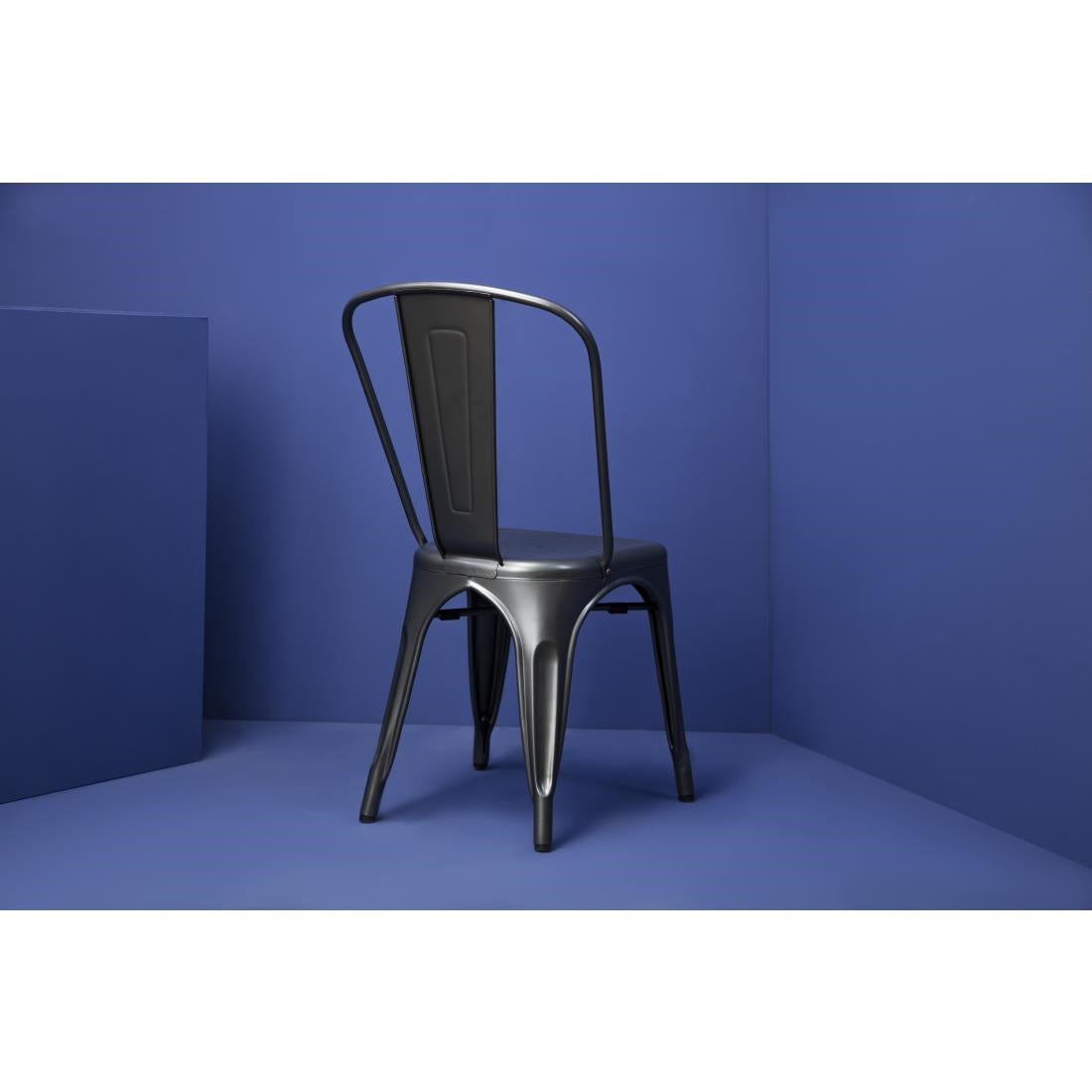 Bolero Bistro Steel Side Chair Gun Metal Grey (Pack 4) JD Catering Equipment Solutions Ltd