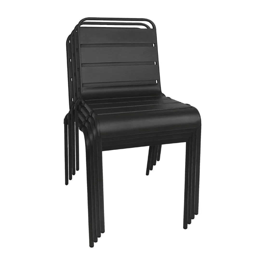 CS728 Bolero Black Slatted Steel Side Chairs (Pack of 4) - JD Catering Equipment Solutions Ltd