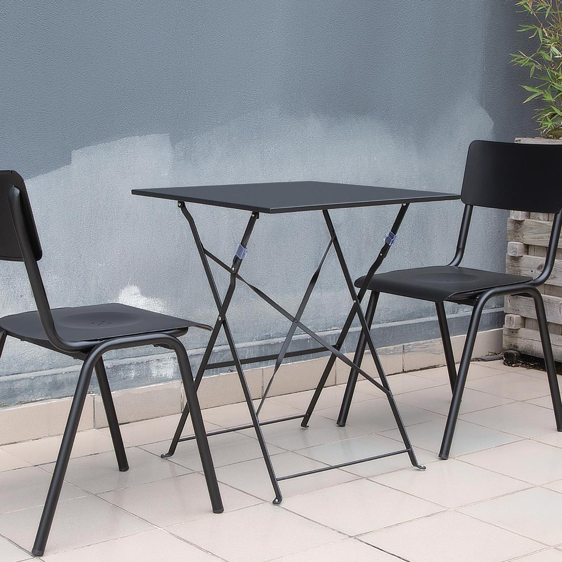 GK989 Bolero Black Square Pavement Style Steel Table - JD Catering Equipment Solutions Ltd