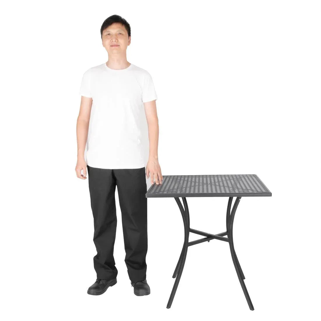 GG706 Bolero Black Steel Patterned Square Bistro Table 700mm - JD Catering Equipment Solutions Ltd