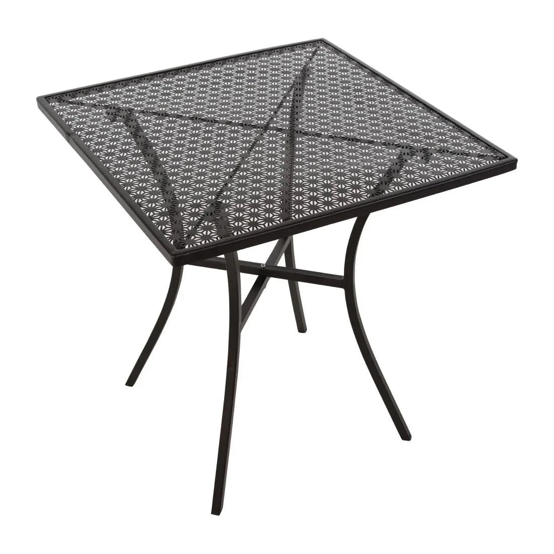 GG706 Bolero Black Steel Patterned Square Bistro Table 700mm - JD Catering Equipment Solutions Ltd