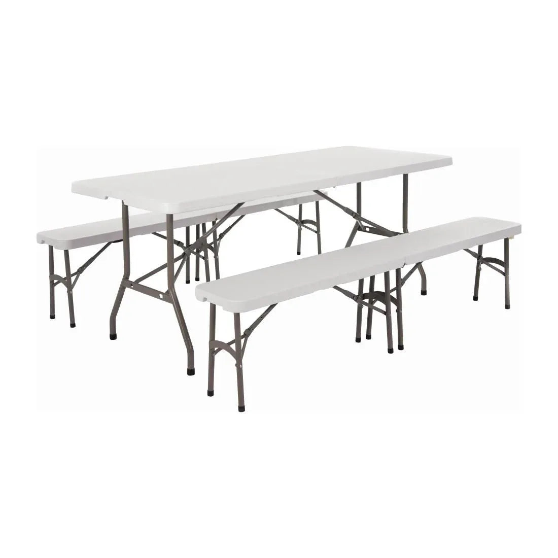 SA425 Bolero PE Centre Folding Table 6ft with Two Folding Benches - JD Catering Equipment Solutions Ltd