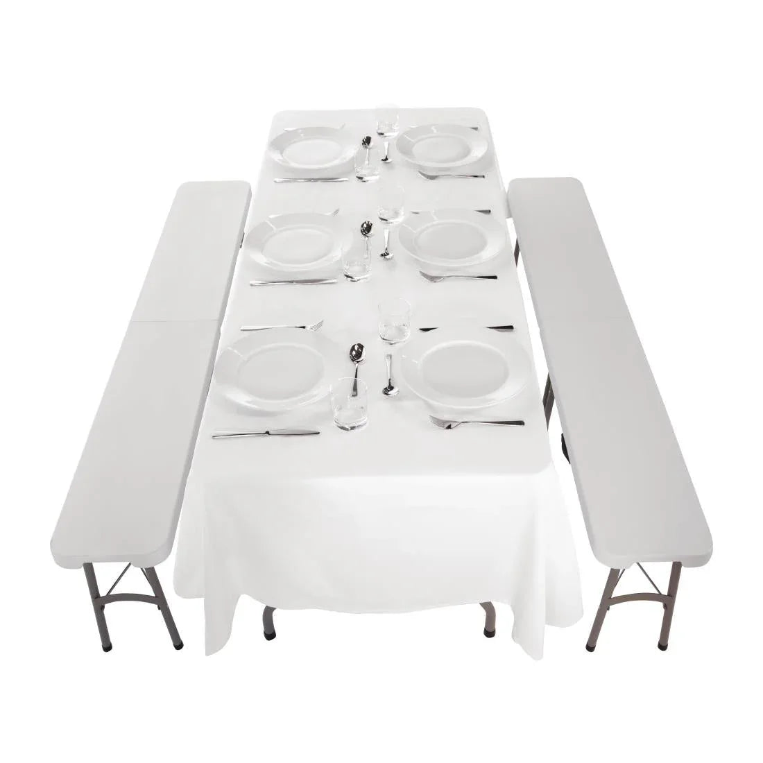 SA425 Bolero PE Centre Folding Table 6ft with Two Folding Benches - JD Catering Equipment Solutions Ltd