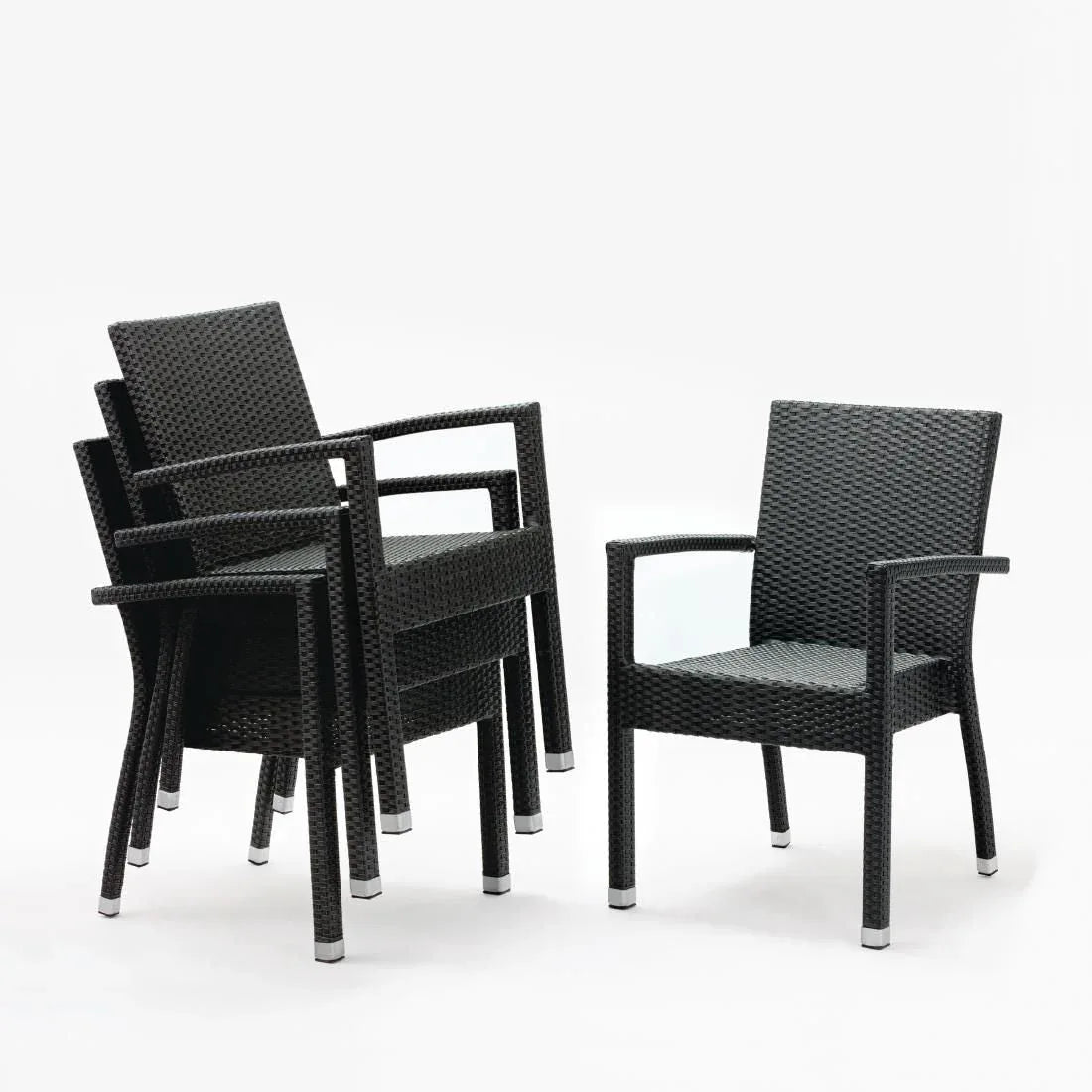 DL477 Bolero PE Wicker Armchairs Charcoal (Pack of 4) - JD Catering Equipment Solutions Ltd