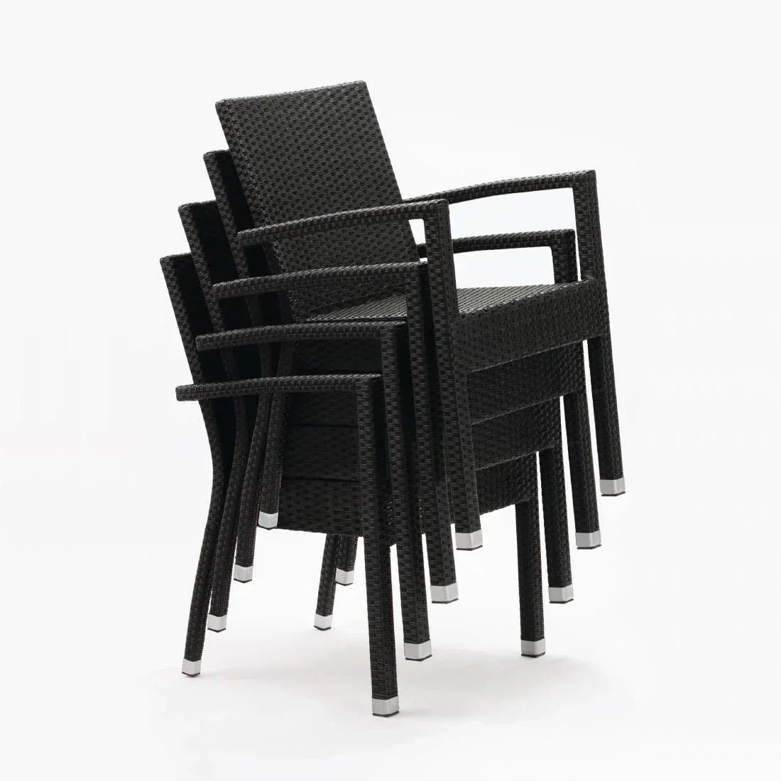 DL477 Bolero PE Wicker Armchairs Charcoal (Pack of 4) - JD Catering Equipment Solutions Ltd
