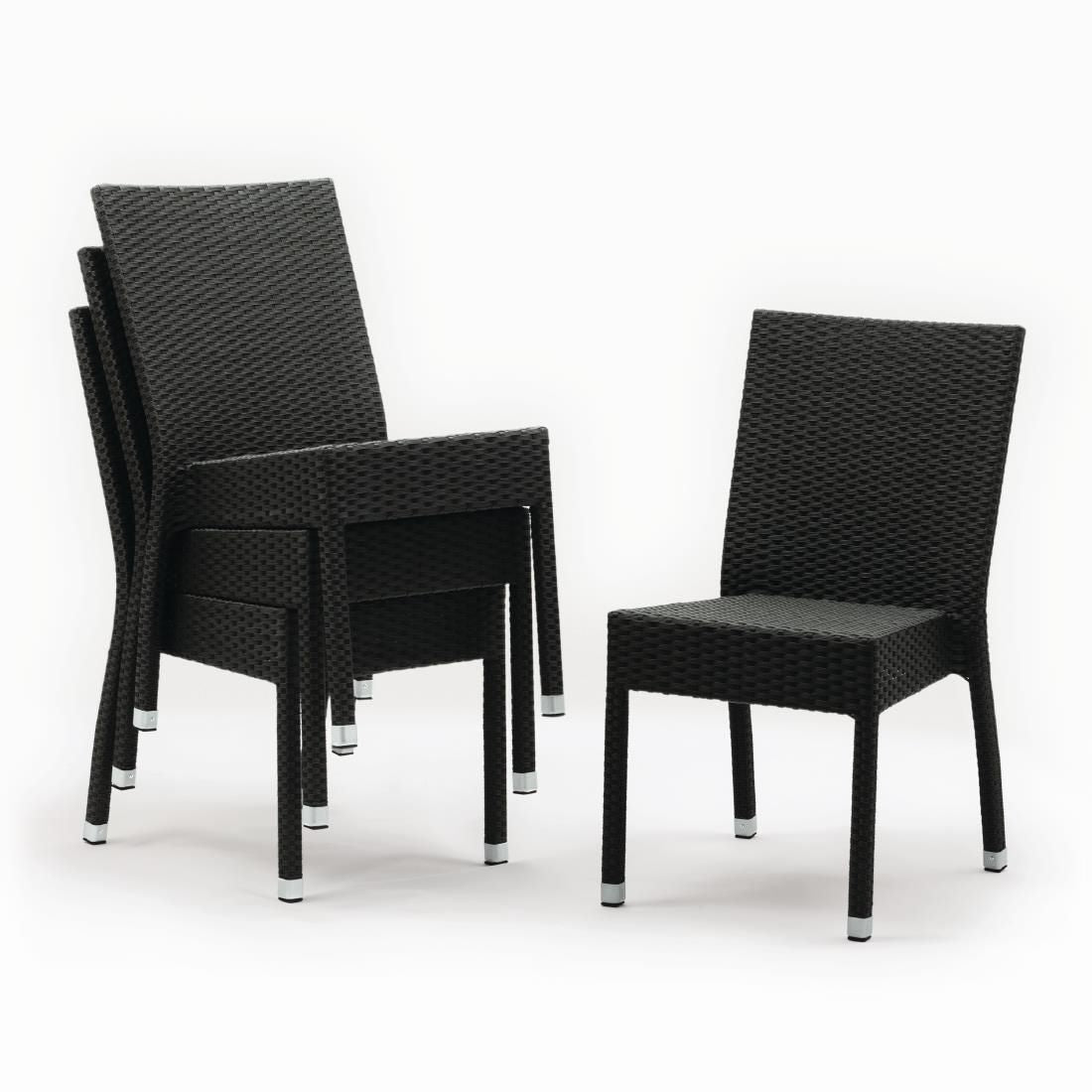 Bolero PE Wicker Side Chairs Charcoal (Pack of 4) JD Catering Equipment Solutions Ltd