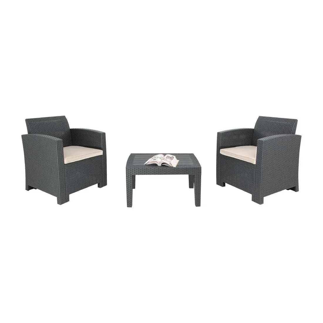 DR309 Bolero PP Armchair and Table Wicker Set Grey - JD Catering Equipment Solutions Ltd