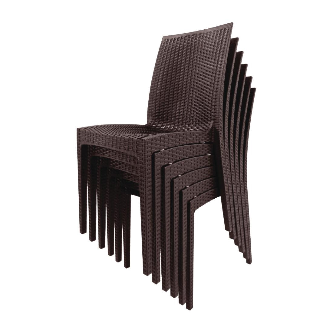 Bolero PP Rattan Bistro Side Chair Brown (Pack 4) JD Catering Equipment Solutions Ltd