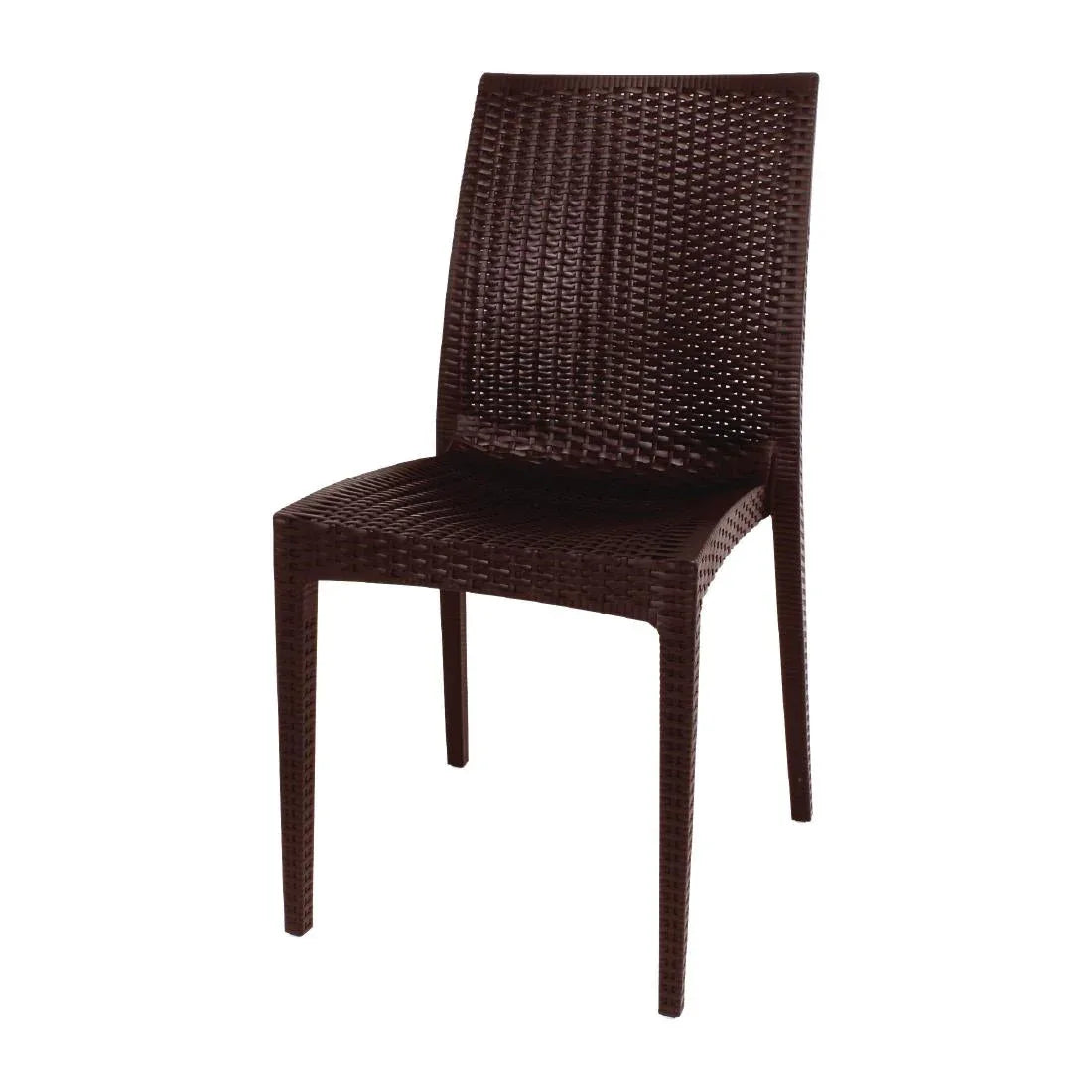 GR361 Bolero PP Rattan Bistro Side Chair Brown (Pack 4) - JD Catering Equipment Solutions Ltd