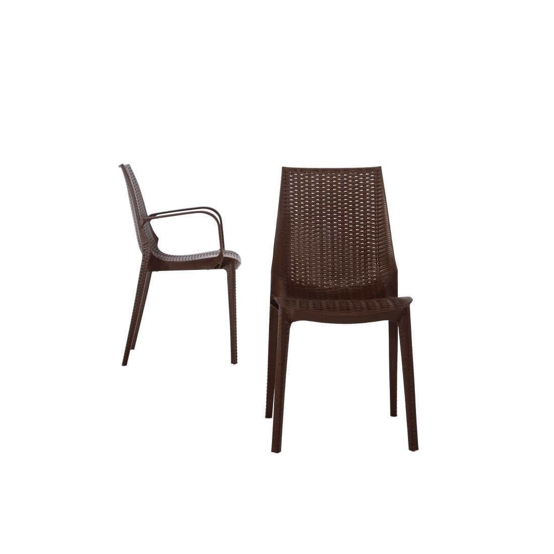 Bolero PP Rattan Bistro Side Chair Brown (Pack 4) JD Catering Equipment Solutions Ltd