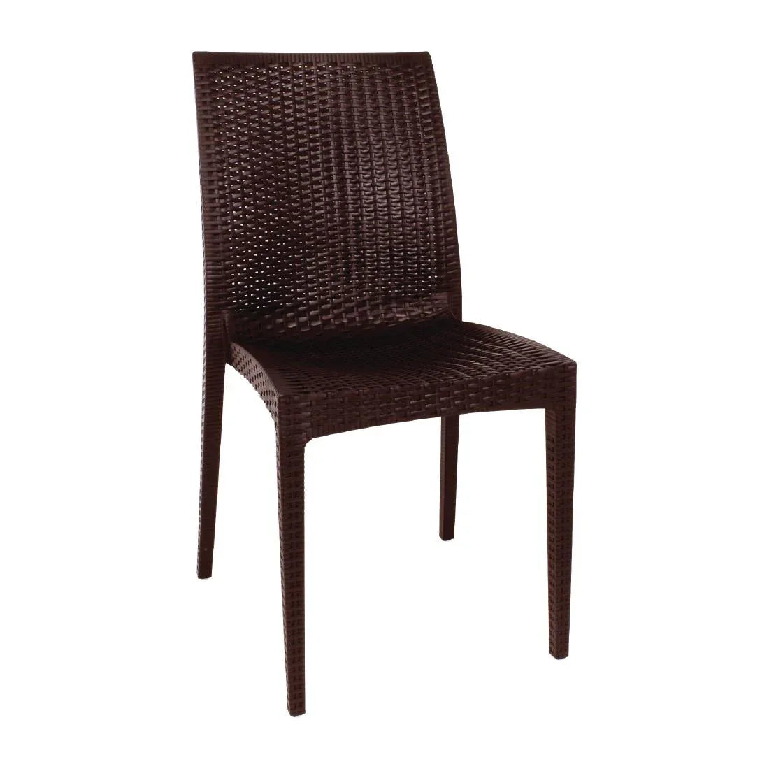 GR361 Bolero PP Rattan Bistro Side Chair Brown (Pack 4) - JD Catering Equipment Solutions Ltd