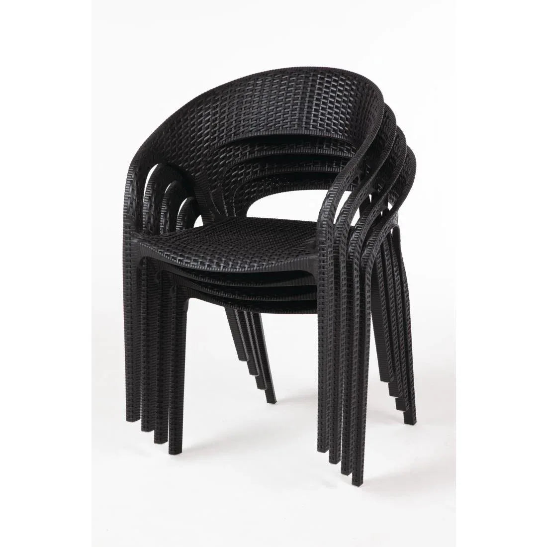 GR363 Bolero PP Rattan Wraparound Armchair Black (Pack 4) - JD Catering Equipment Solutions Ltd