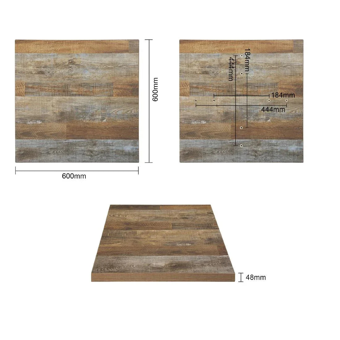 DR821 Bolero Pre-Drilled Table Top Urban Dark 600mm - JD Catering Equipment Solutions Ltd