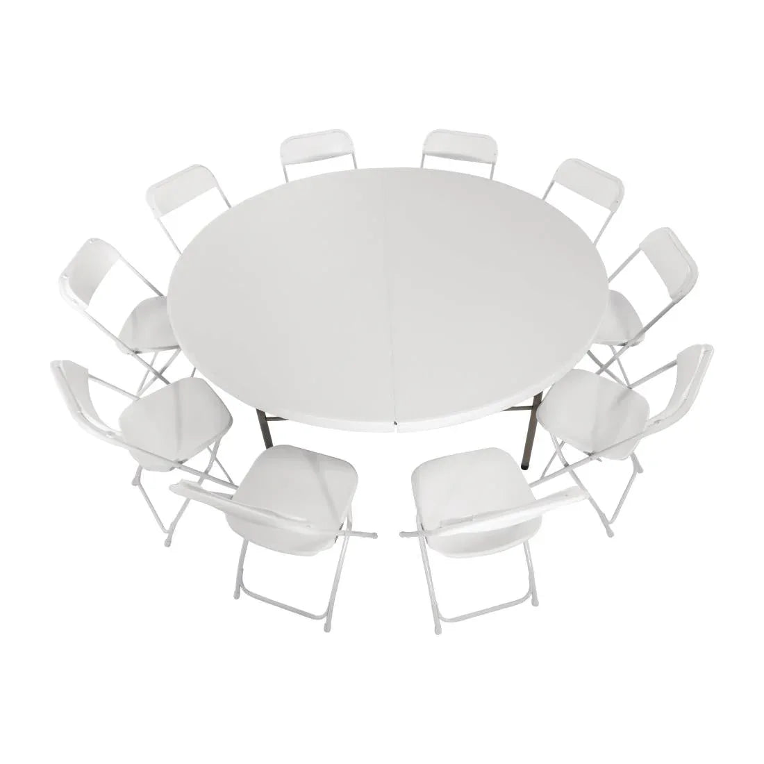 HC270 Bolero Round PE Centre Folding Table White 6ft (Single) - JD Catering Equipment Solutions Ltd