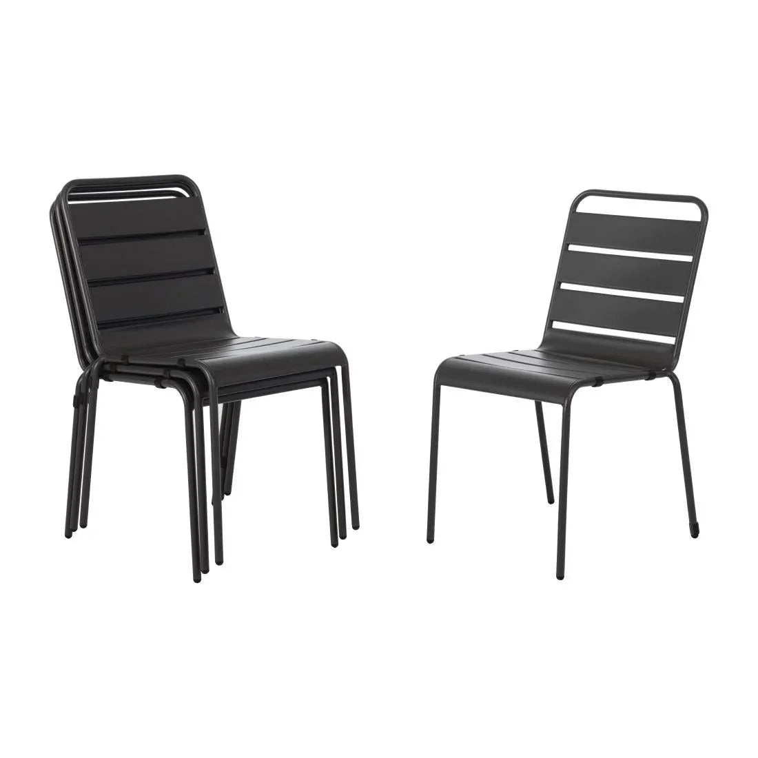 CS727 Bolero Slatted Steel Side Chairs Grey (Pack of 4) - JD Catering Equipment Solutions Ltd