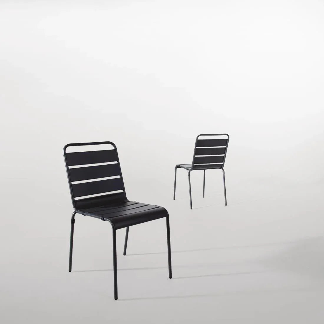 CS727 Bolero Slatted Steel Side Chairs Grey (Pack of 4) - JD Catering Equipment Solutions Ltd