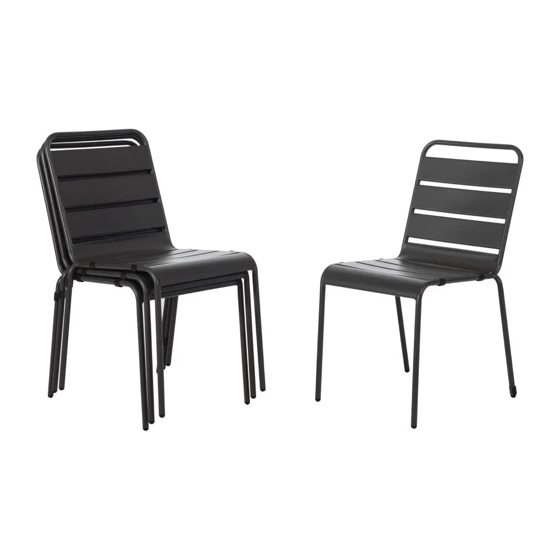 CS727 Bolero Slatted Steel Side Chairs Grey (Pack of 4) - JD Catering Equipment Solutions Ltd