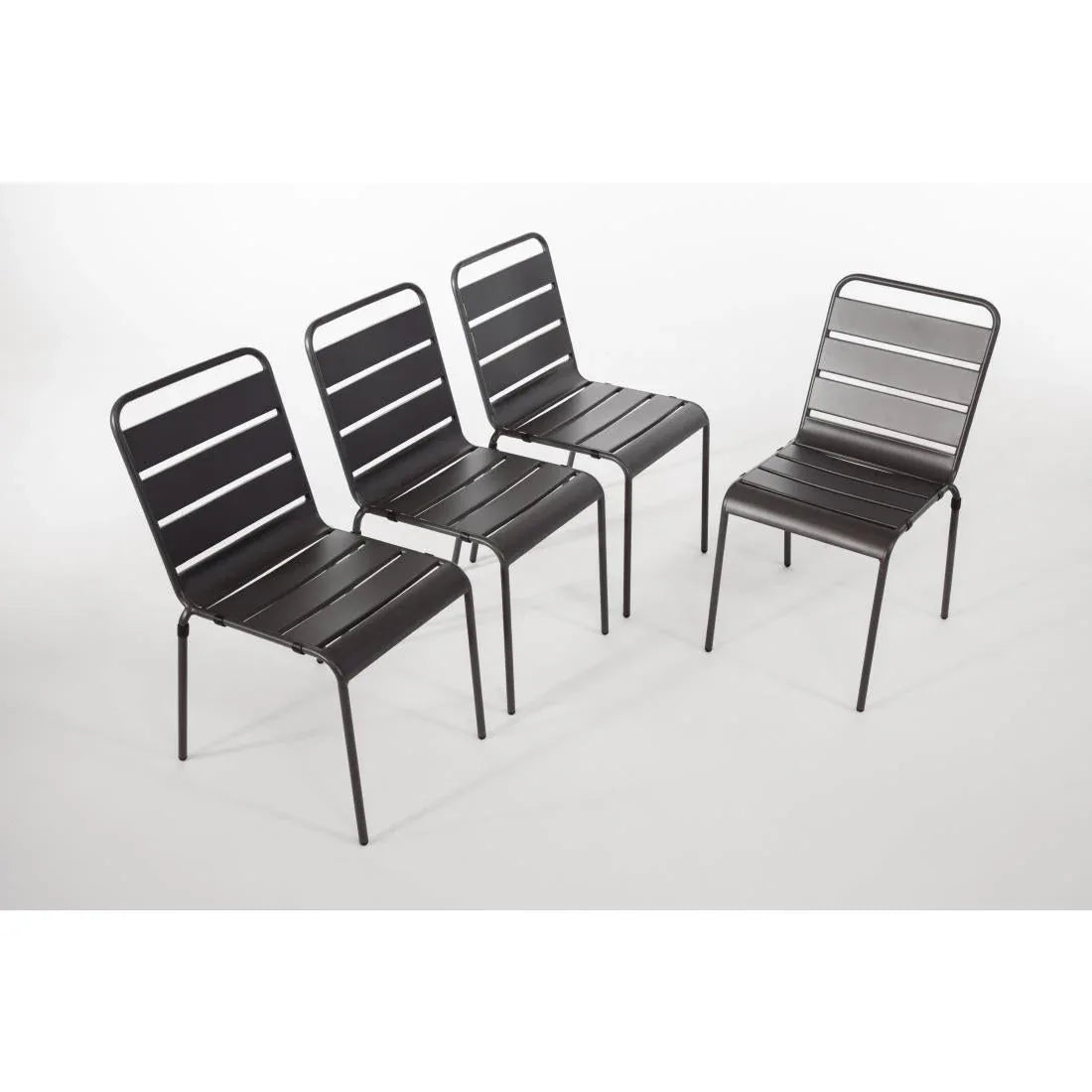 CS727 Bolero Slatted Steel Side Chairs Grey (Pack of 4) - JD Catering Equipment Solutions Ltd