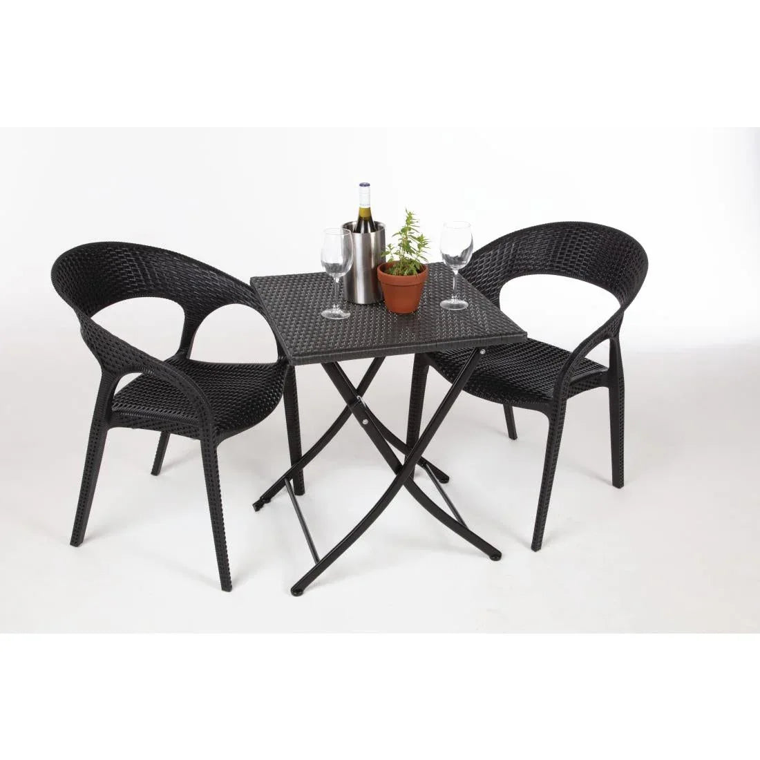 GL302 Bolero Square PE Wicker Folding Table Black 600mm (Single) - JD Catering Equipment Solutions Ltd