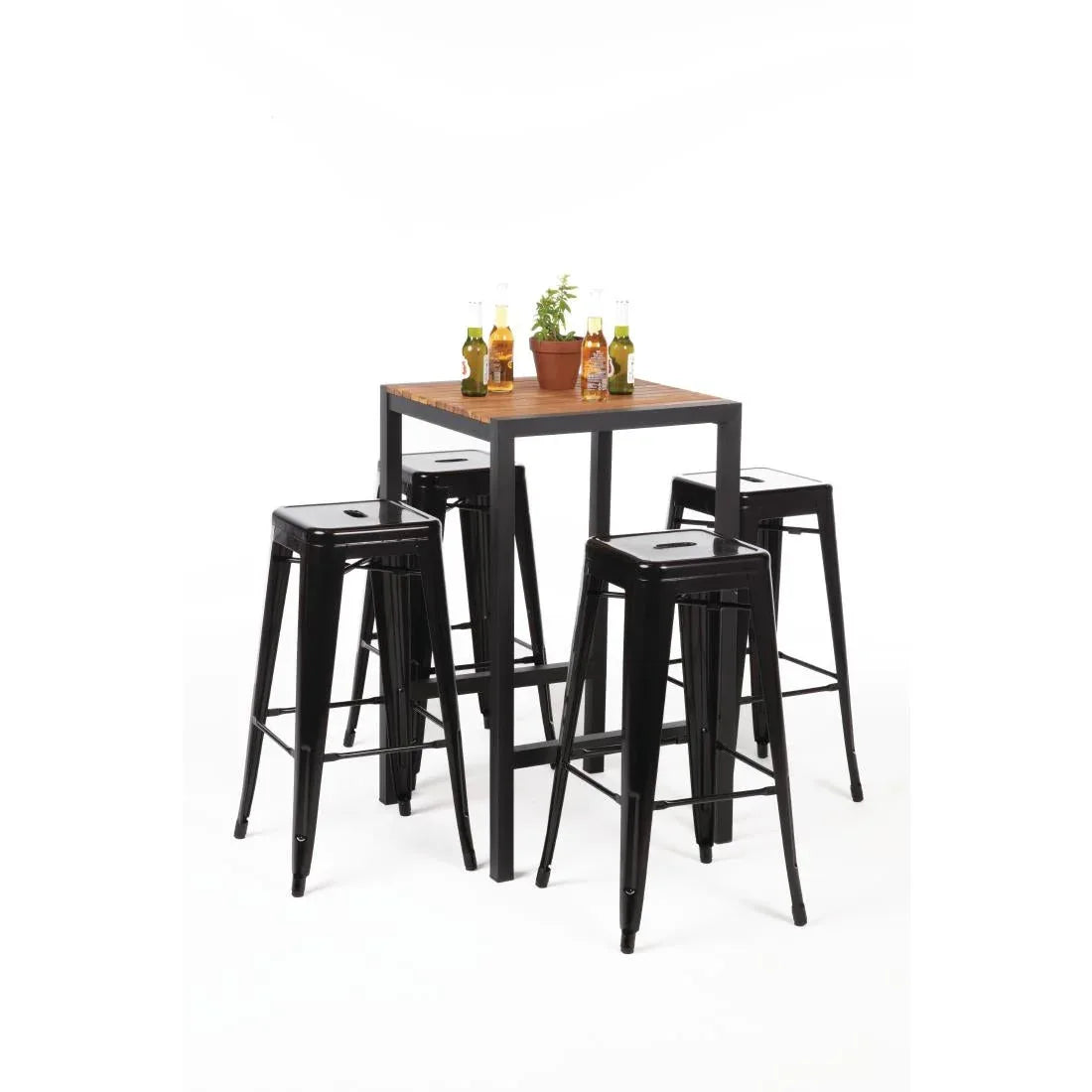DS155 Bolero Square Steel and Acacia Bar Table 600mm - JD Catering Equipment Solutions Ltd