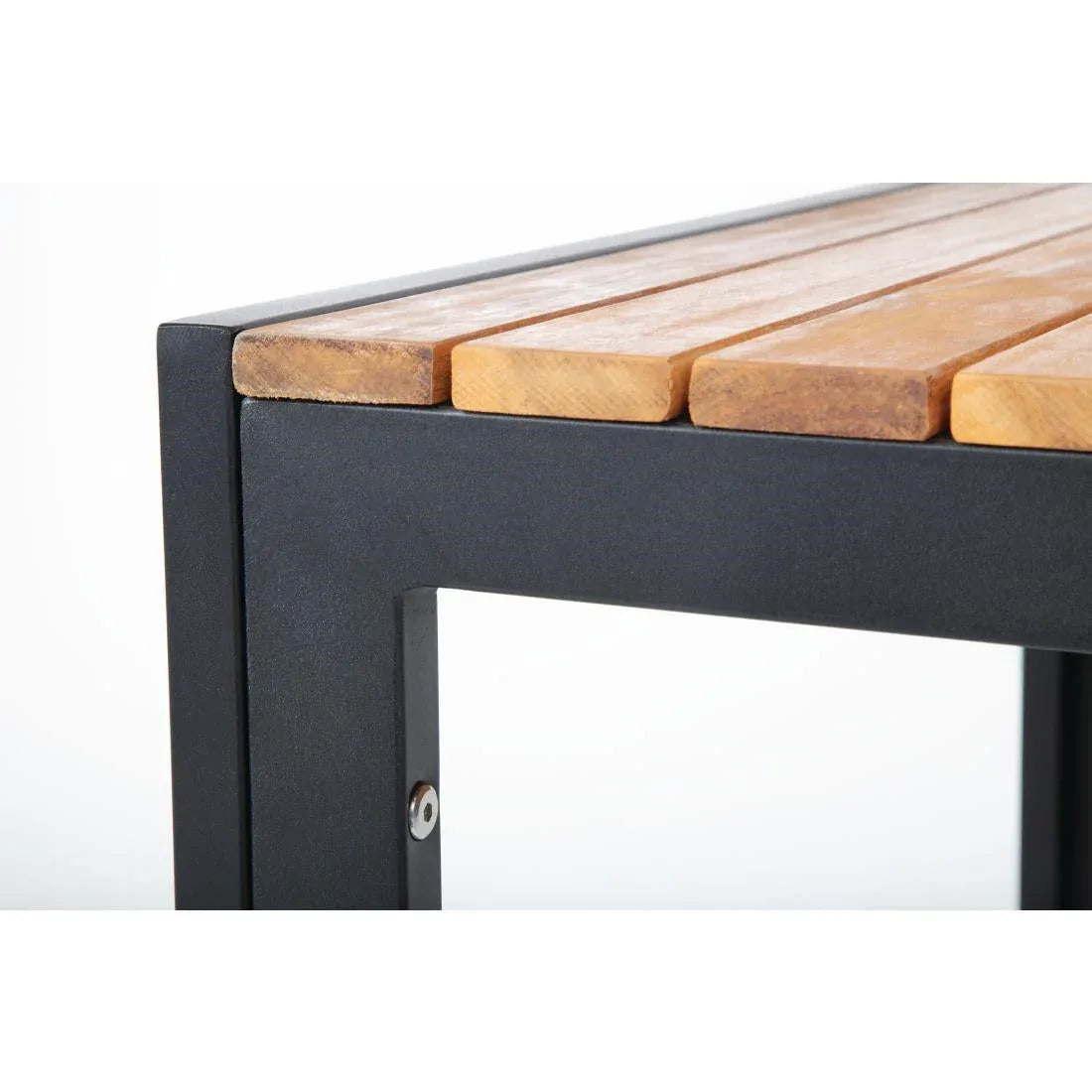 DS152 Bolero Square Steel and Acacia Table 800mm - JD Catering Equipment Solutions Ltd