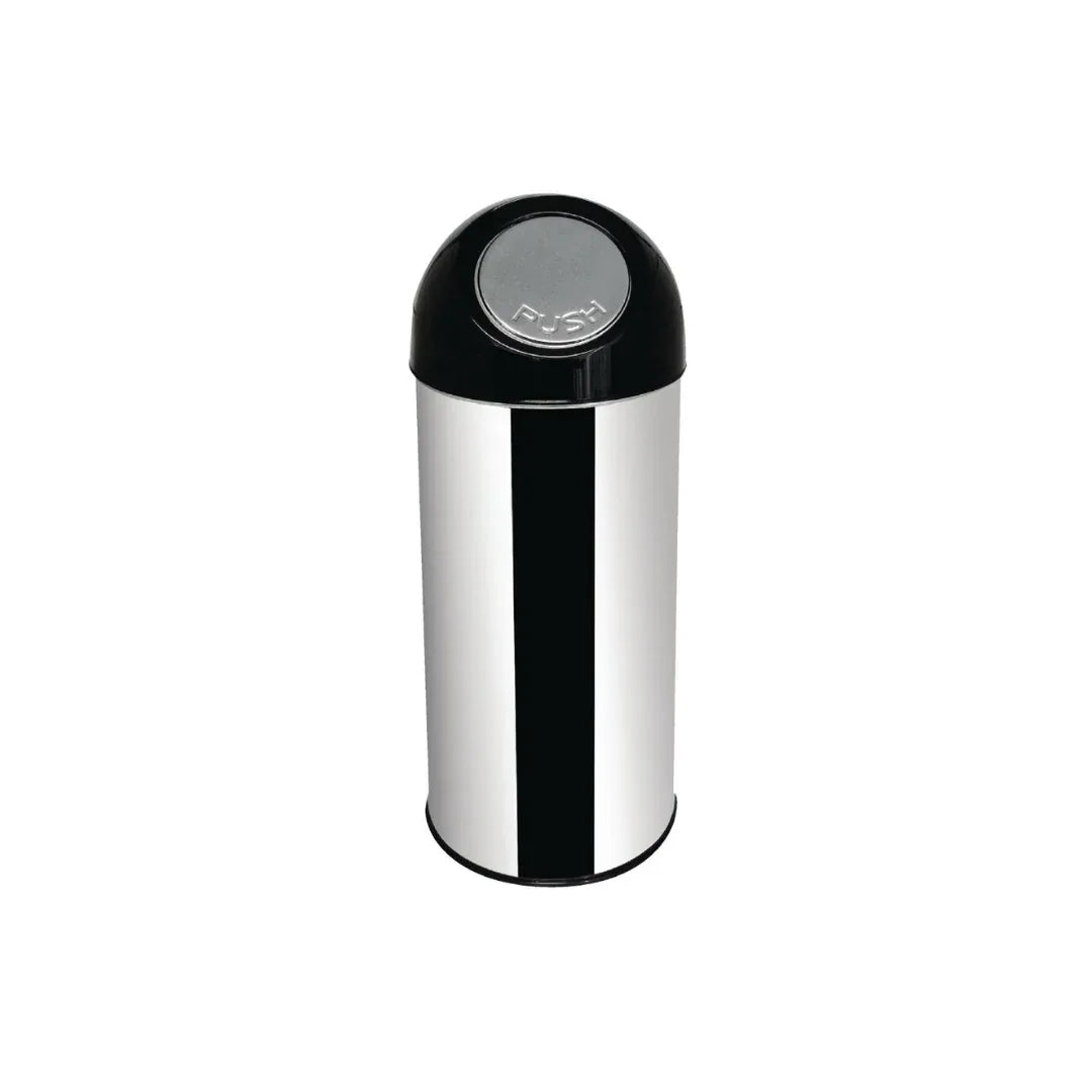 L044 Bolero Stainless Steel Push Top Bullet Bin Silver 40Ltr - JD Catering Equipment Solutions Ltd