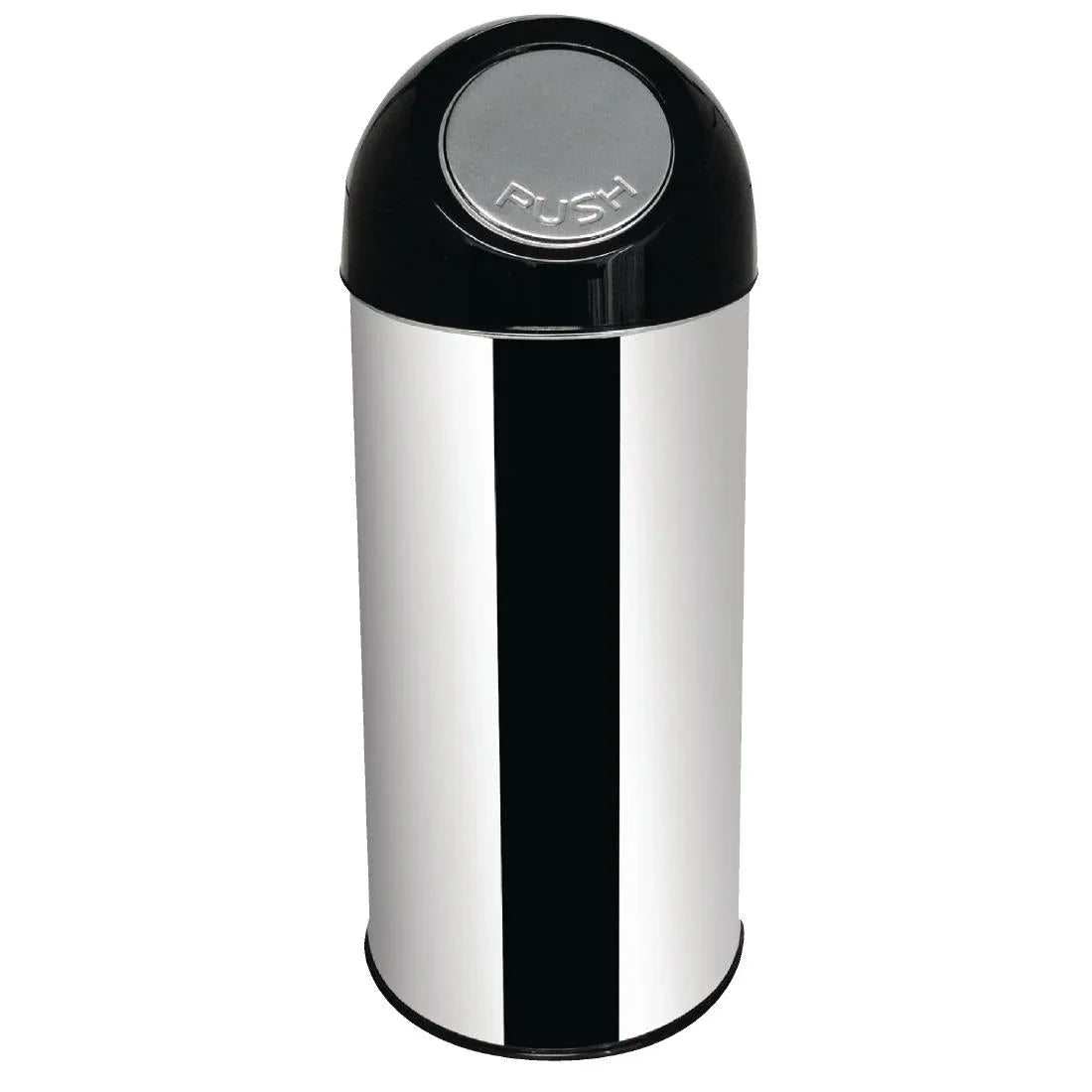 L044 Bolero Stainless Steel Push Top Bullet Bin Silver 40Ltr - JD Catering Equipment Solutions Ltd