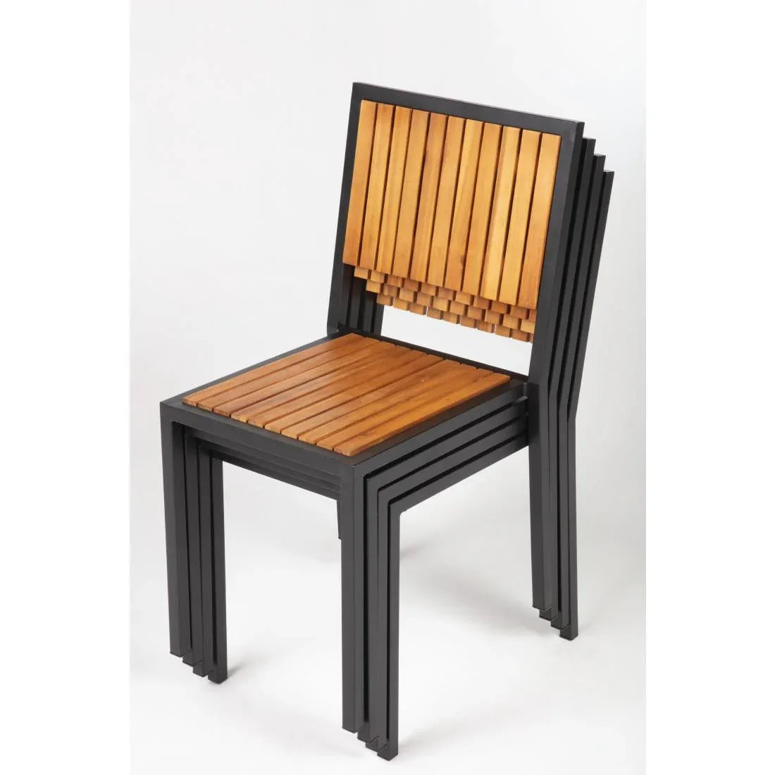 DS150 Bolero Steel & Acacia Side Chairs (Pack of 4) - JD Catering Equipment Solutions Ltd