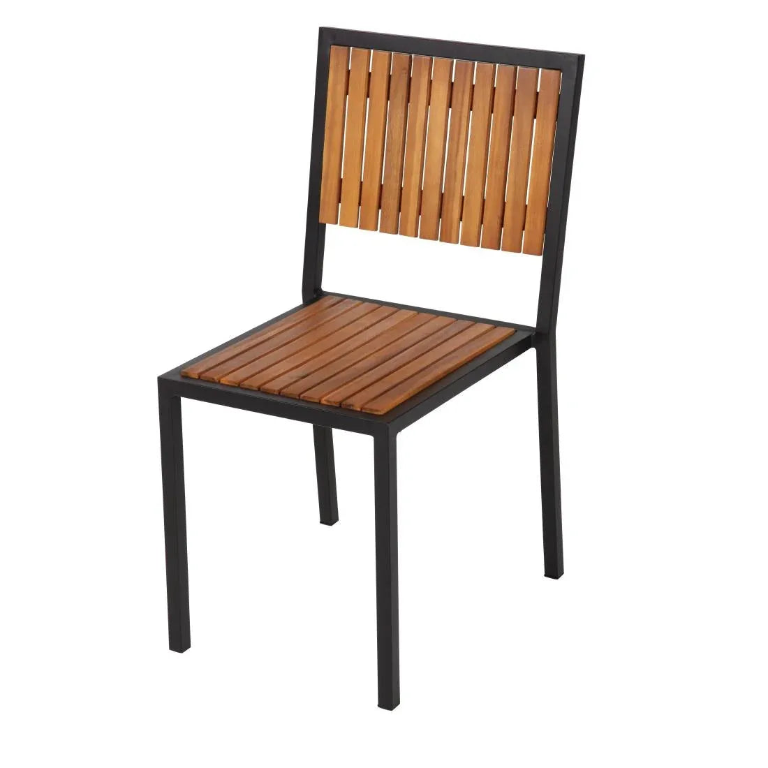 DS150 Bolero Steel & Acacia Side Chairs (Pack of 4) - JD Catering Equipment Solutions Ltd