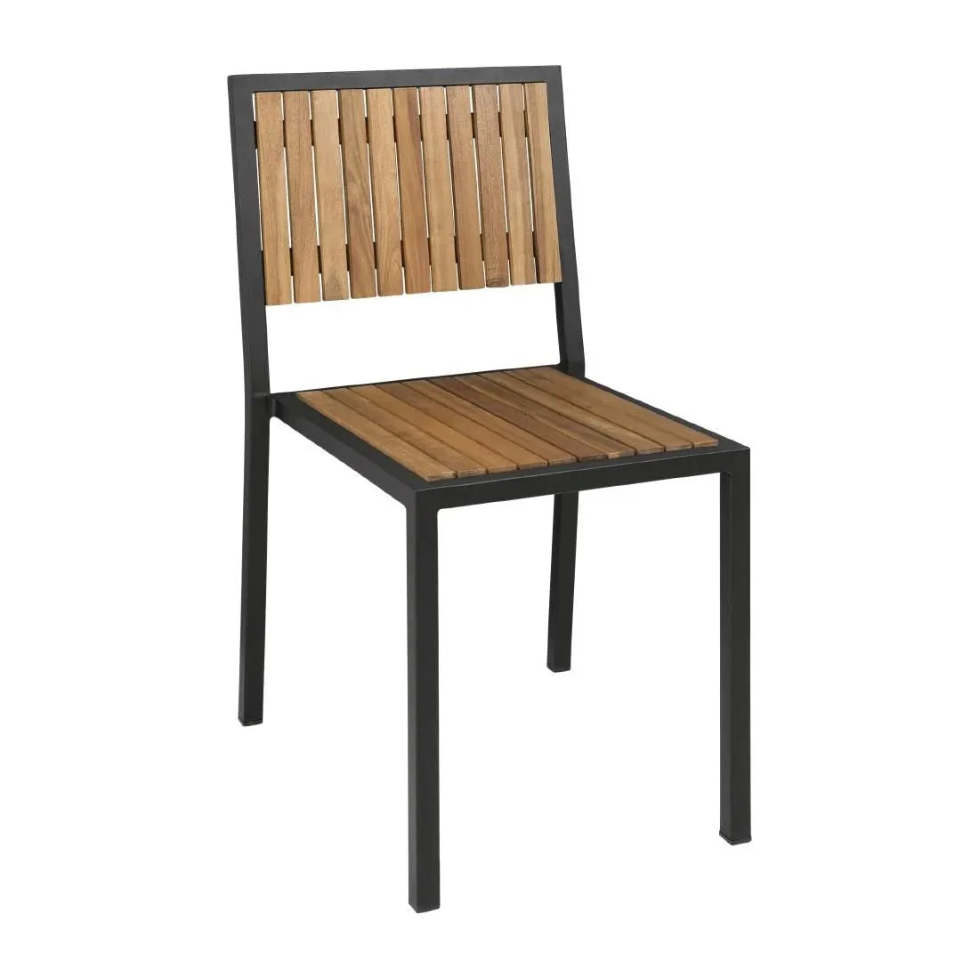 DS150 Bolero Steel & Acacia Side Chairs (Pack of 4) - JD Catering Equipment Solutions Ltd