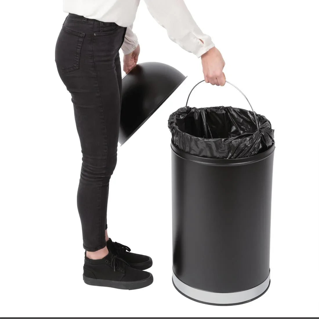 CW954 Bolero Steel Open Lid Bullet Bin Black 40Ltr - JD Catering Equipment Solutions Ltd