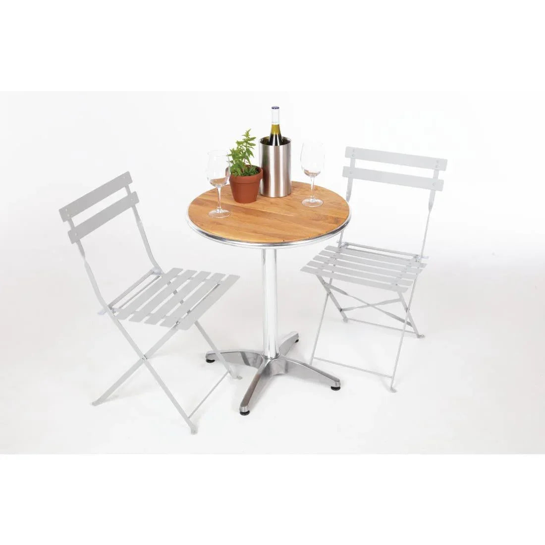 GH551 Bolero Steel Pavement StyleFolding Chairs Grey (Pack of 2) - JD Catering Equipment Solutions Ltd
