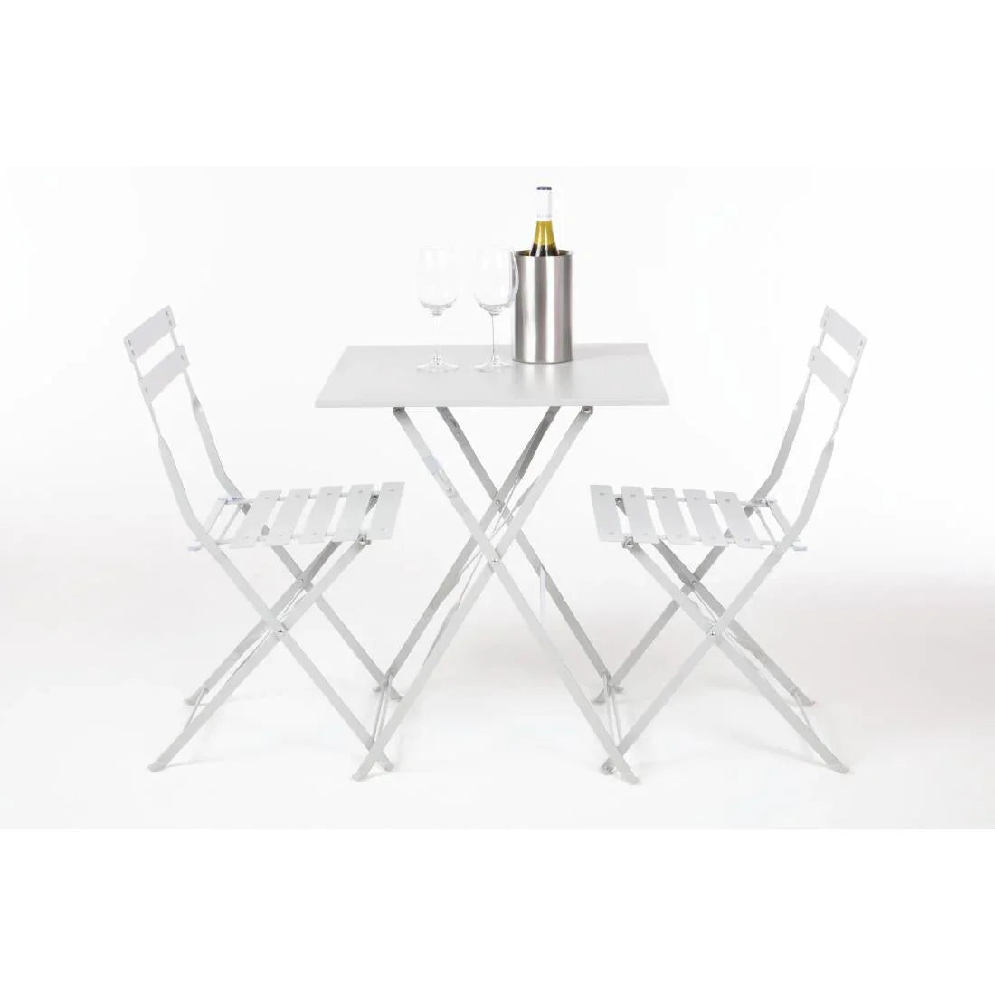 GH551 Bolero Steel Pavement StyleFolding Chairs Grey (Pack of 2) - JD Catering Equipment Solutions Ltd