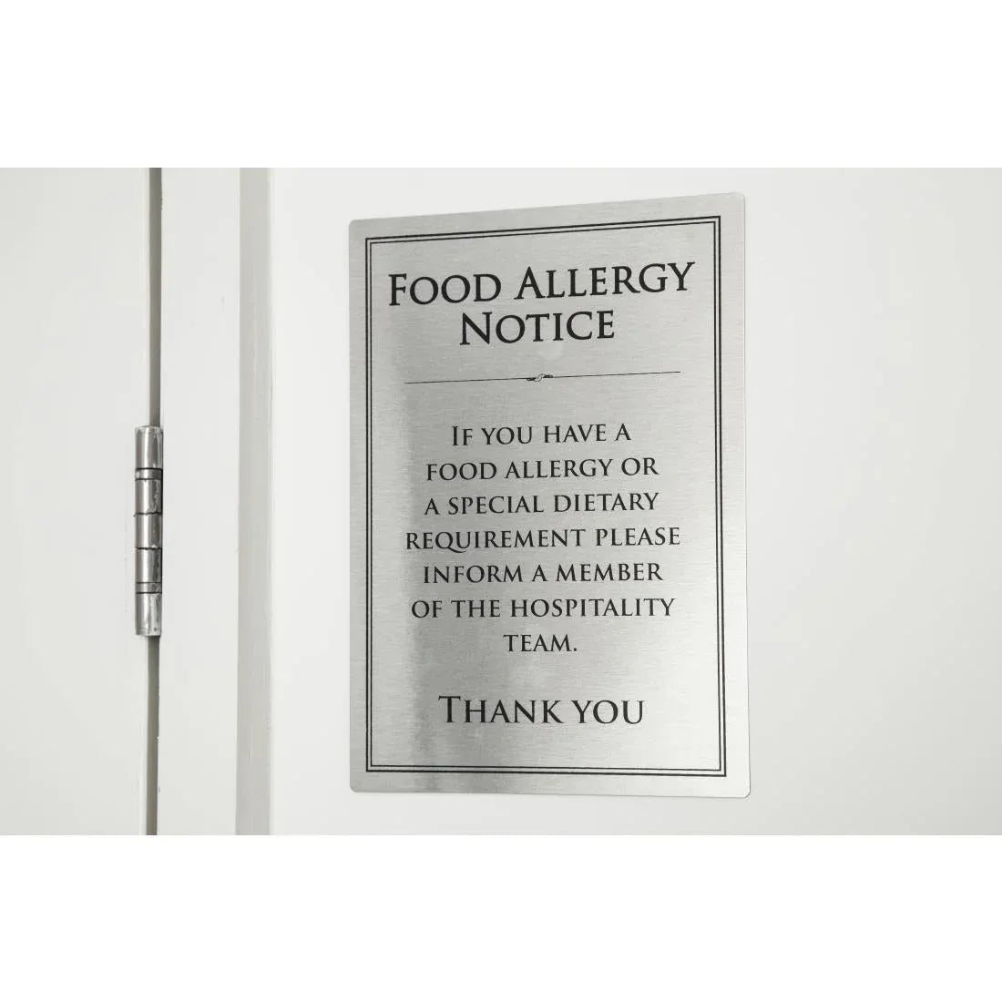 GM816 Brushed Steel Food allergy sign A4 - JD Catering Equipment Solutions Ltd
