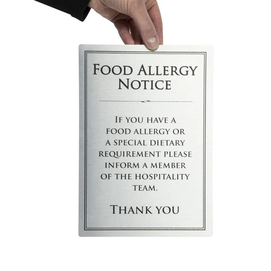 GM816 Brushed Steel Food allergy sign A4 - JD Catering Equipment Solutions Ltd