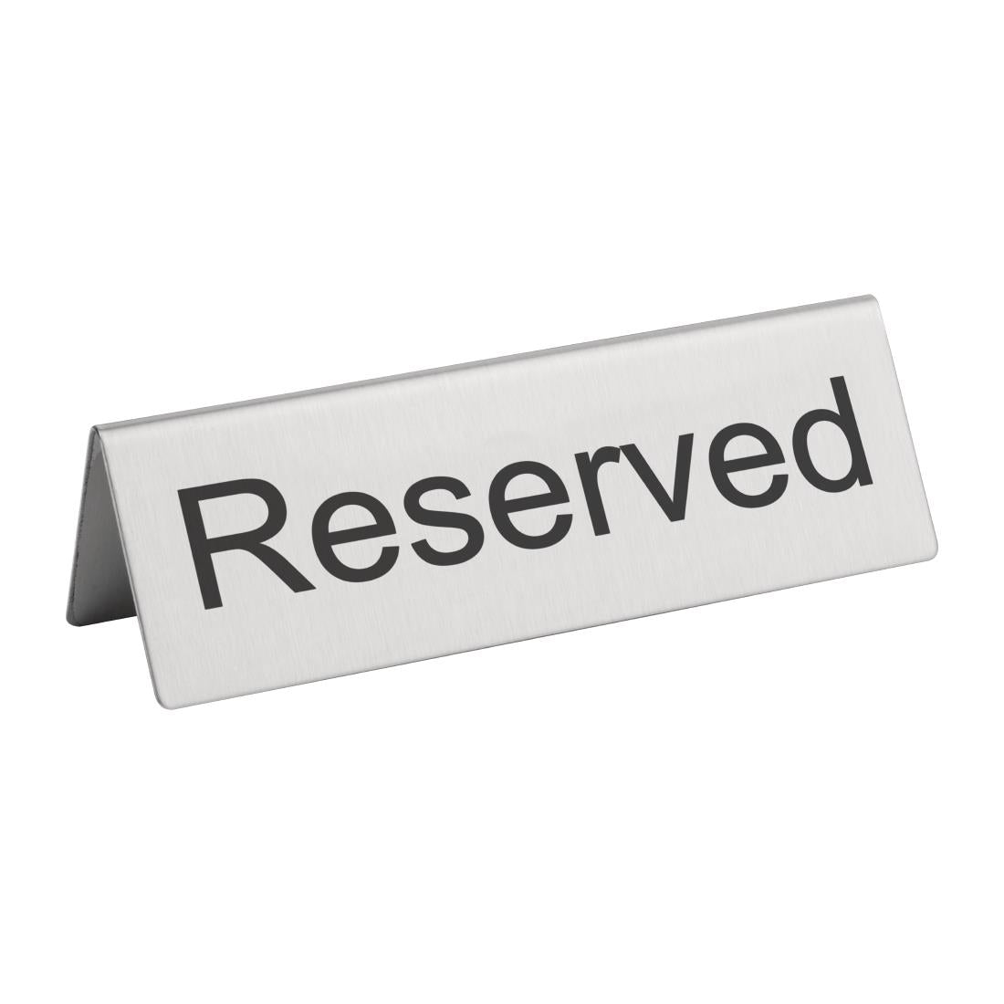 Brushed Steel Reserved Table Sign (Pack of 10) JD Catering Equipment Solutions Ltd