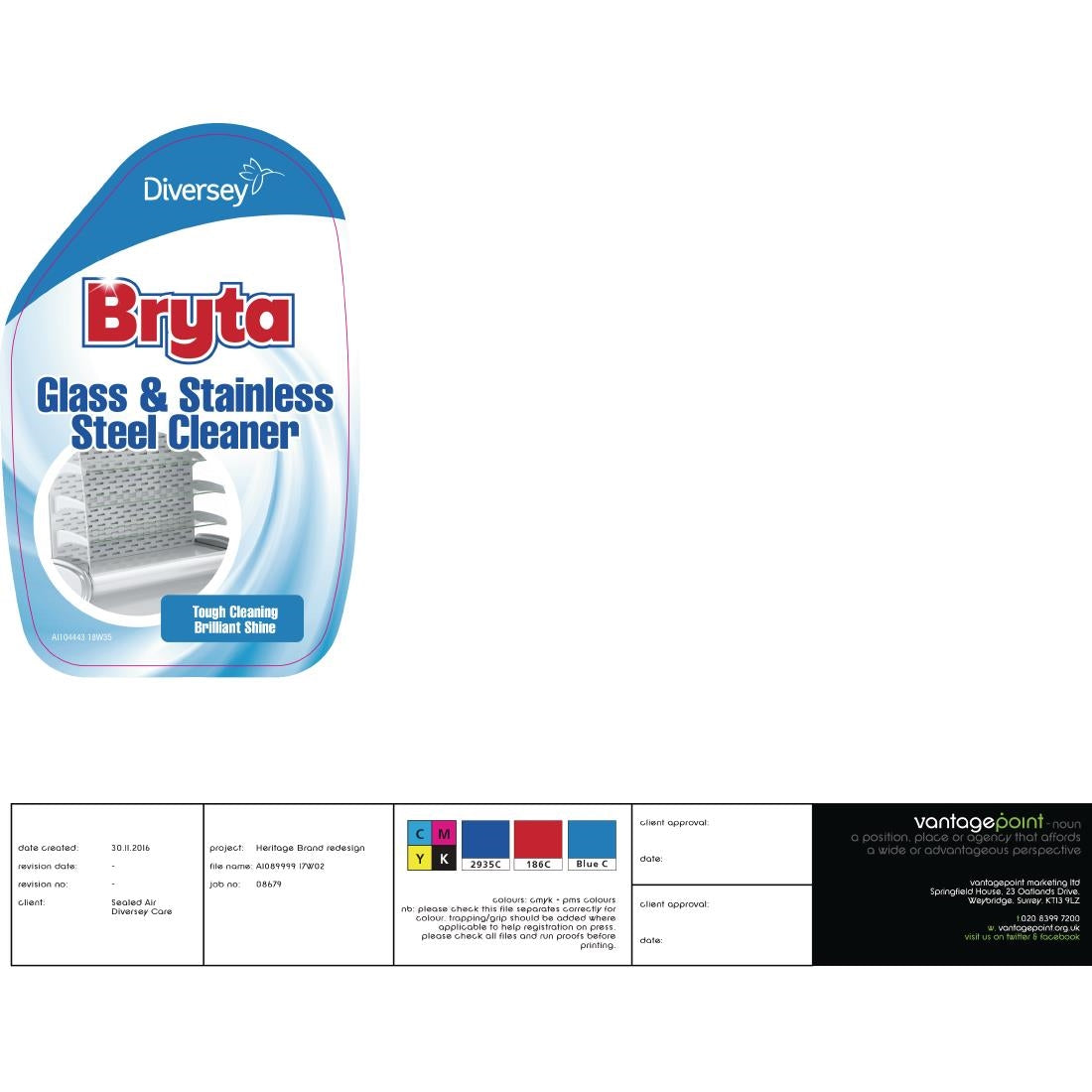 Bryta Glass and Stainless Steel Cleaner Ready To Use 750ml JD Catering Equipment Solutions Ltd
