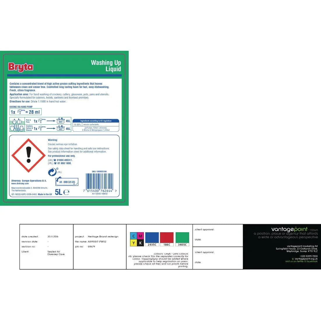 CD753 Bryta Washing Up Liquid Concentrate 5Ltr (2 Pack) - JD Catering Equipment Solutions Ltd