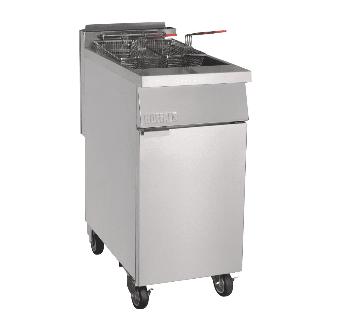 Buffalo Single Tank Twin Basket Freestanding Gas Fryer DC319-N JD Catering Equipment Solutions Ltd