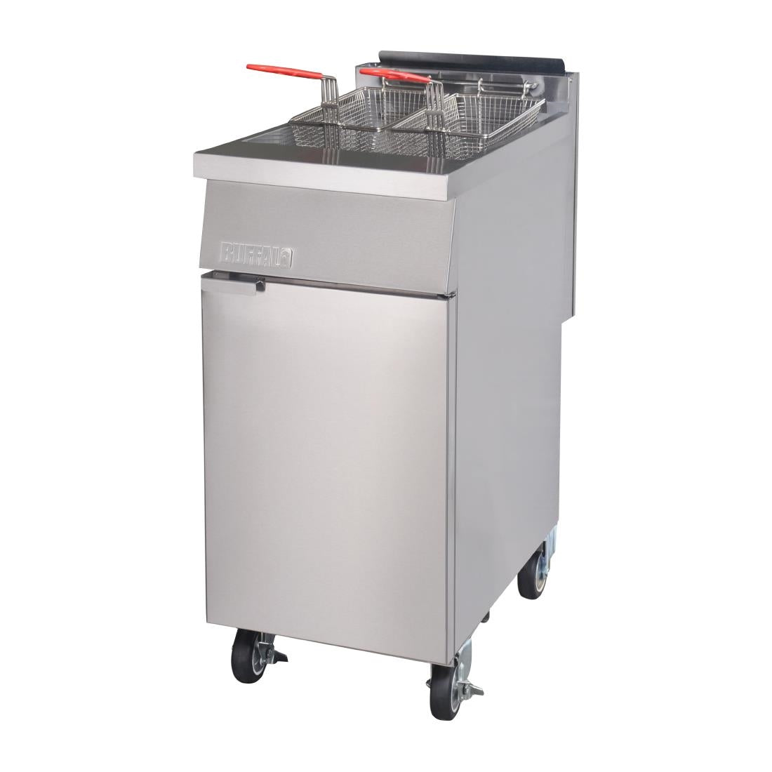 Buffalo Single Tank Twin Basket Freestanding Gas Fryer DC319-N JD Catering Equipment Solutions Ltd