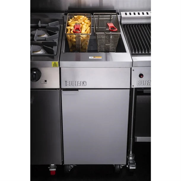 Buffalo Single Tank Twin Basket Freestanding Gas Fryer DC319-N JD Catering Equipment Solutions Ltd
