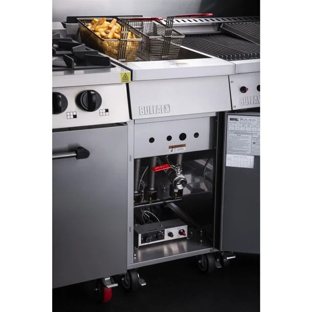 Buffalo Single Tank Twin Basket Freestanding Gas Fryer DC319-N JD Catering Equipment Solutions Ltd