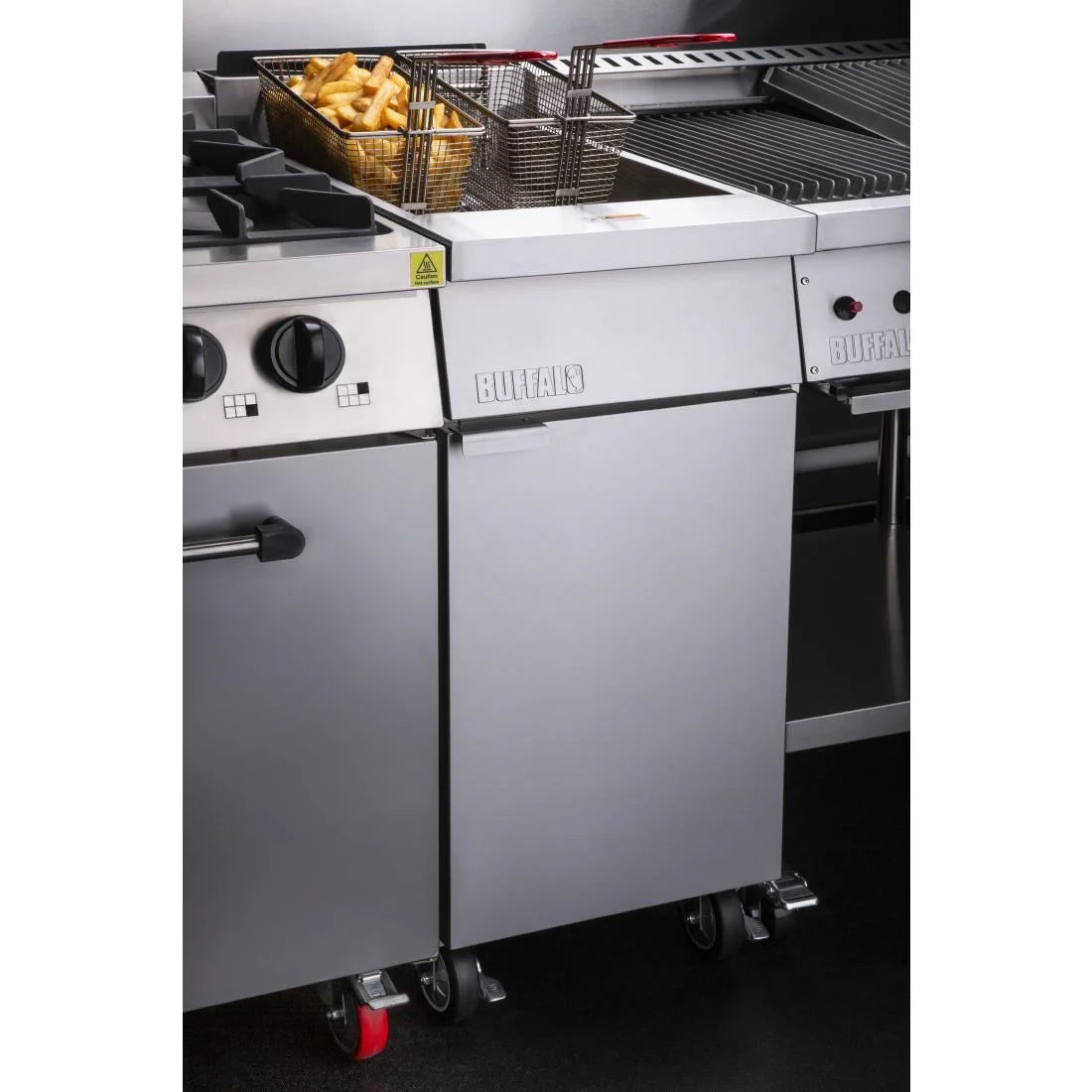 Buffalo Single Tank Twin Basket Freestanding Gas Fryer DC319-N JD Catering Equipment Solutions Ltd