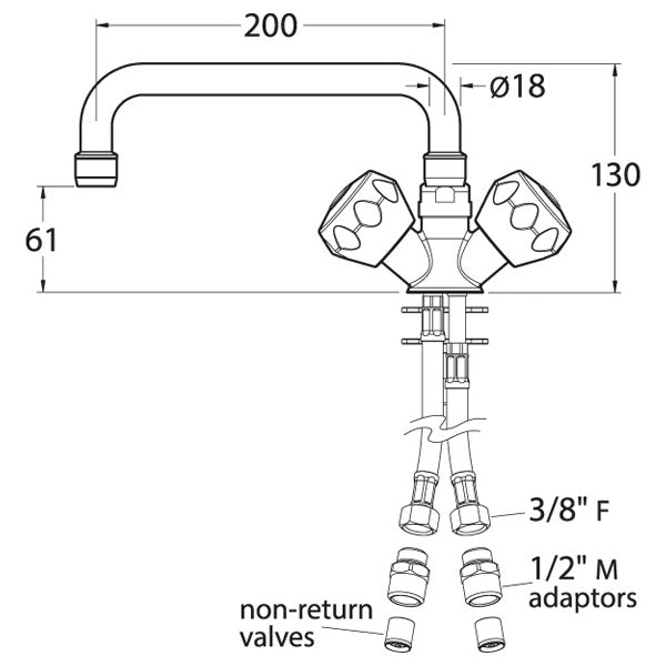 CATERTAP 500MM 1/2-inch Single Monobloc Dome Head Mixer JD Catering Equipment Solutions Ltd