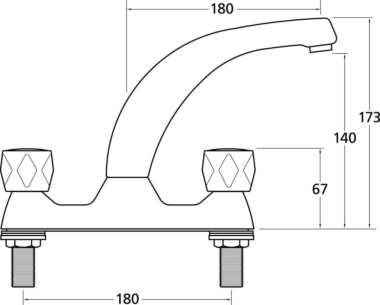 CATERTAP WRCT-500MD CaterTap 1/2-inch Dome head Deck Mixer - JD Catering Equipment Solutions Ltd