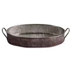 Pack Size 6 - Vintage Steel Serving Tray Antique Copper 31cm - CB66557