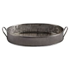 Pack Size 6 - Vintage Steel Serving Tray Antique Silver 31cm - CB66559