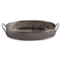 Pack Size 6 - Vintage Steel Serving Tray Antique Silver 31cm - CB66559
