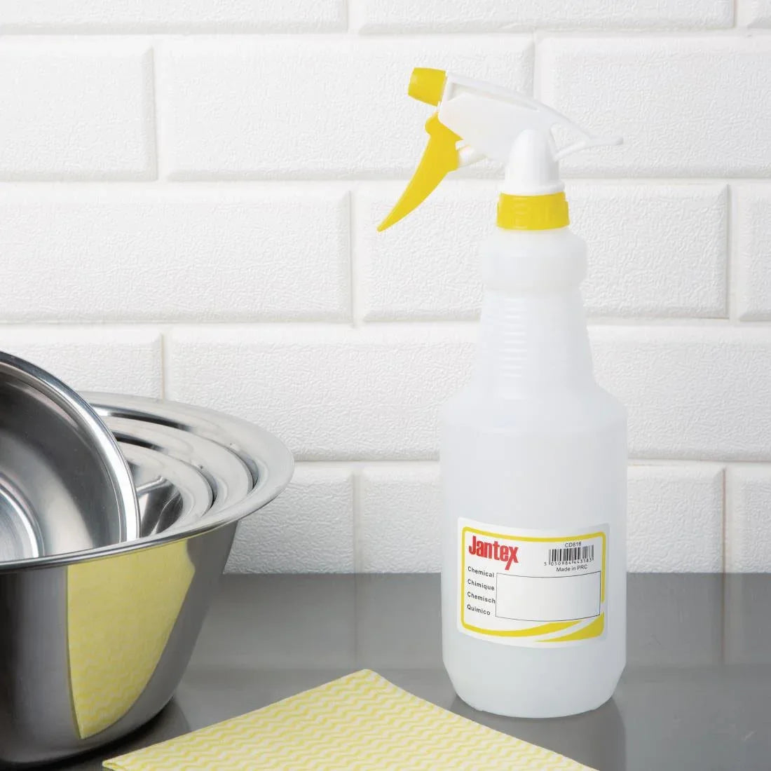 CD816 Jantex Colour-Coded Trigger Spray Bottle Yellow 750ml - JD Catering Equipment Solutions Ltd
